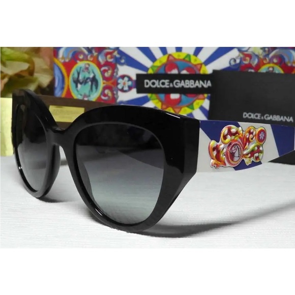 Dolce&Gabbana Cat Eye Horse Emblem Sunglasses Colorful Arms Handmade Areas NWT - Picture 3 of 16